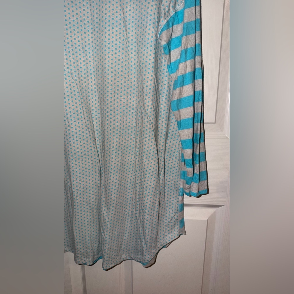 Victoria’s Secret Sleepwear XL Blue Polka Dot Lounge Pajama Soft Cozy Nightshirt - Picture 5 of 7